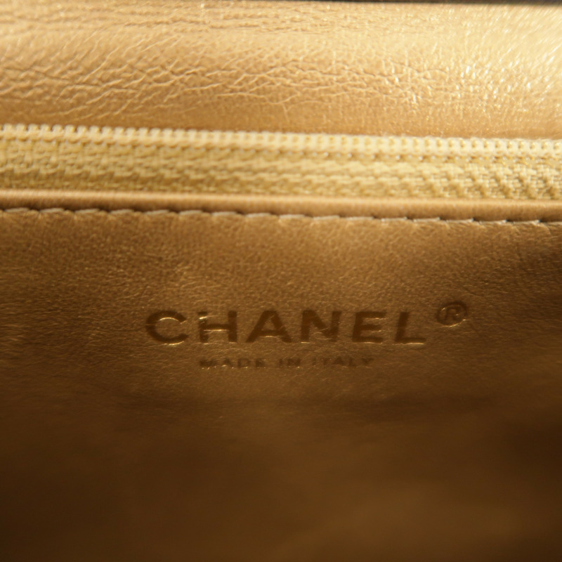 CHANEL 牛皮皮革Chain Shoulder金扣鏈帶肩背袋-5