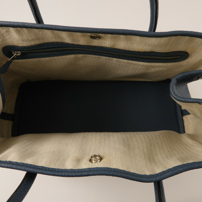 HERMES Country皮革Garden Party PM銀扣手挽袋Azure Blue-4