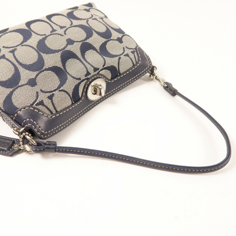 COACH 帆布Turnlock Mini Hand Bag銀扣手挽袋-10