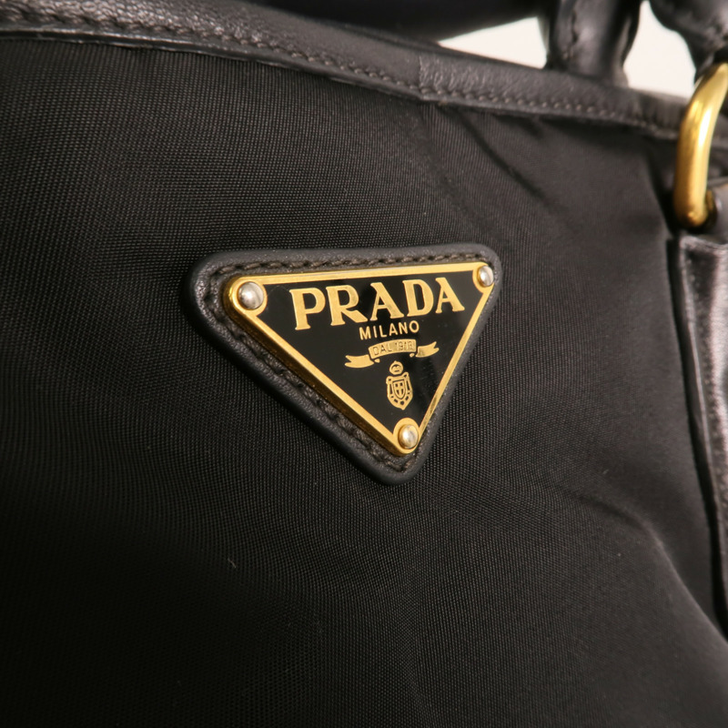 PRADA 尼龍/皮革HandBag金扣手挽肩背兩用袋-8