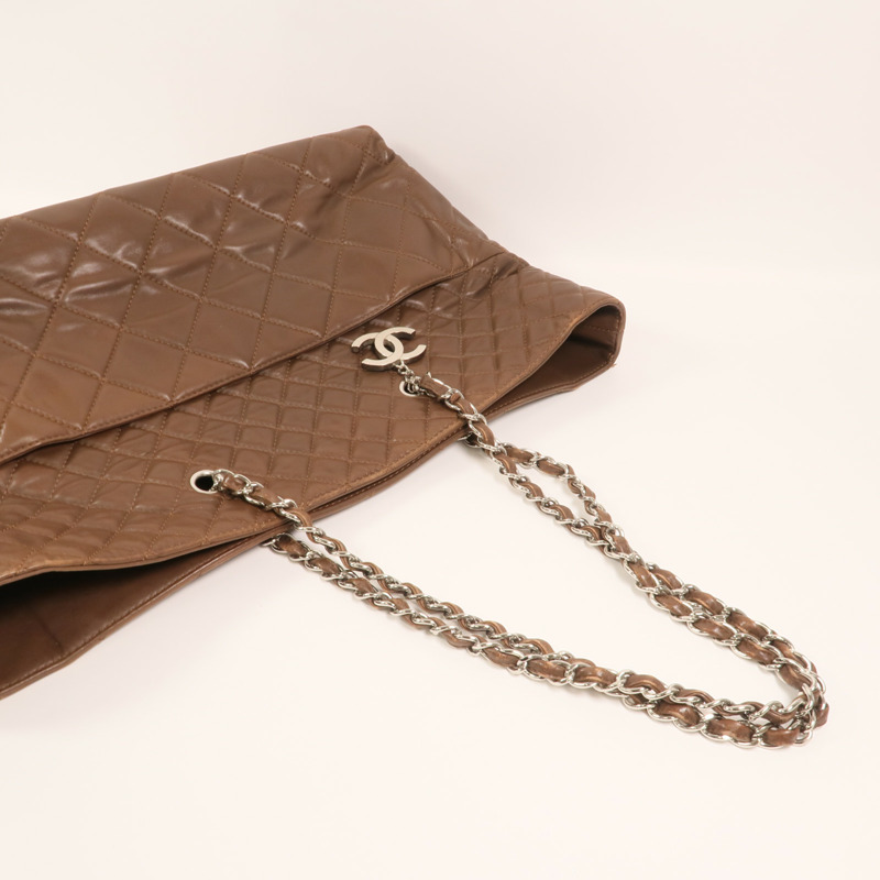 CHANEL 牛皮皮革Matelasse Chain Large銀扣鏈帶手挽袋-7