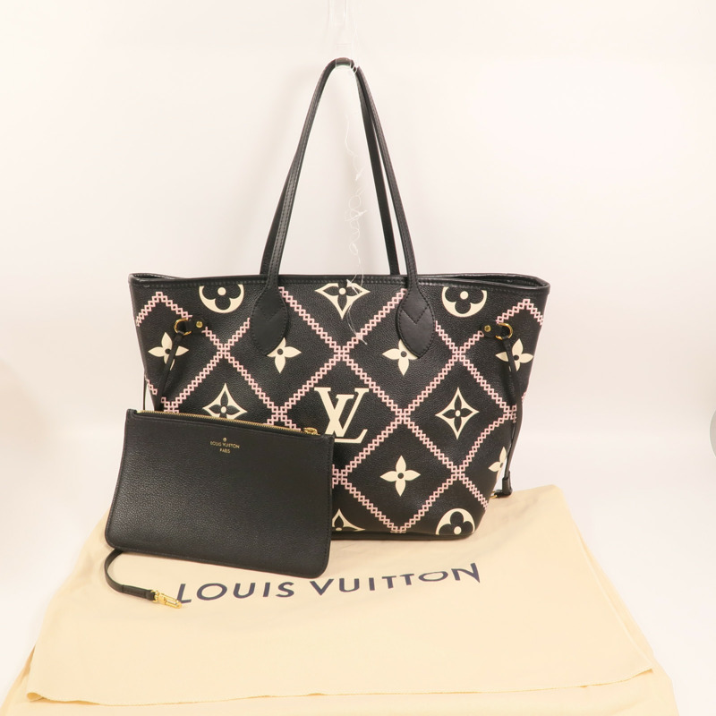 LOUIS VUITTON Monogram Empreinte Neverfull MM金扣手挽袋-7