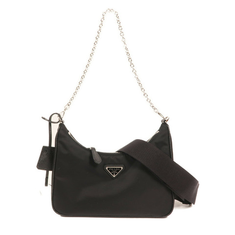 PRADA 尼龍Re-Edition 2005銀扣鏈帶肩背袋