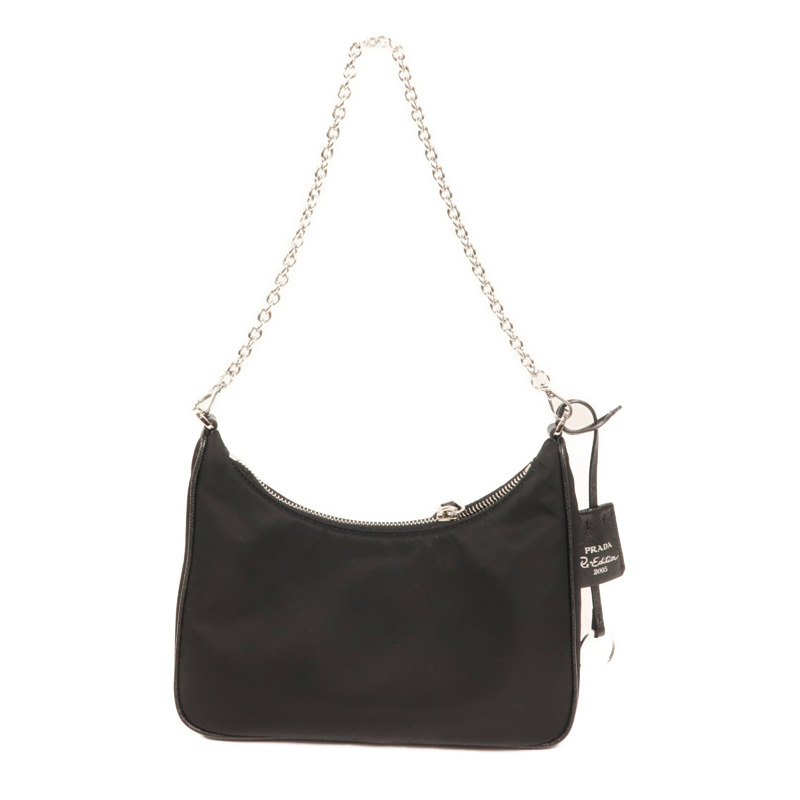 PRADA 尼龍Re-Edition 2005銀扣鏈帶肩背袋-1