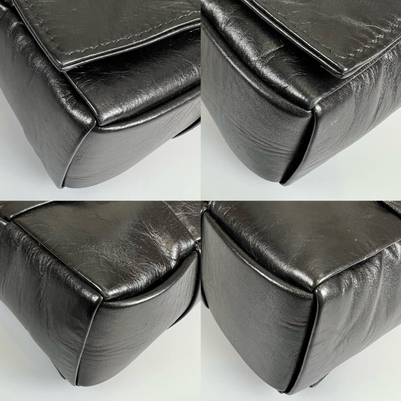 BV 黑油蠟皮CASSETTE 15格肩背包-9