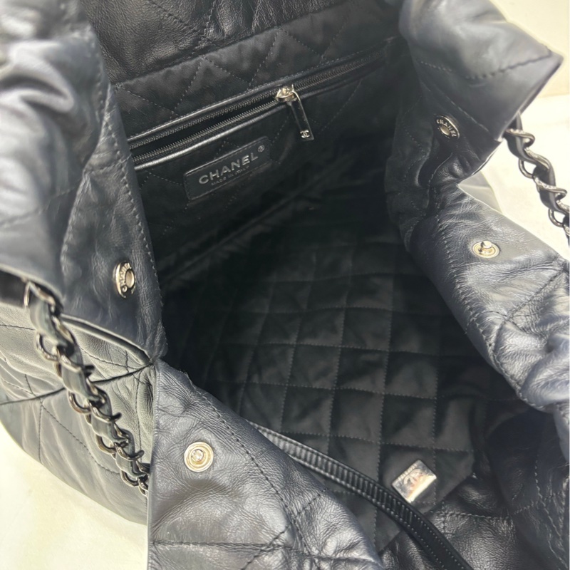 CHANEL soblack中號22bag 晶片包 黑色黑字黑鏈超酷 隨性百搭-7