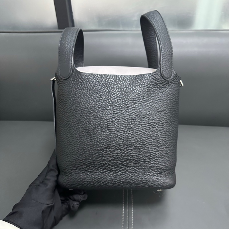 Hermes Picotin 18 黑銀 菜籃子-2