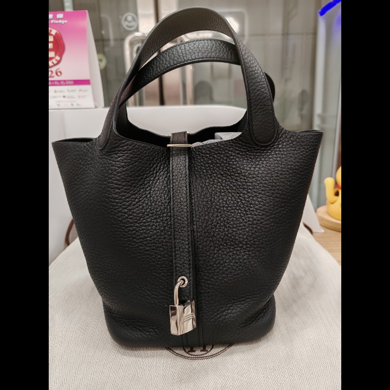 Hermes Picotin 18 黑銀 菜籃子-1