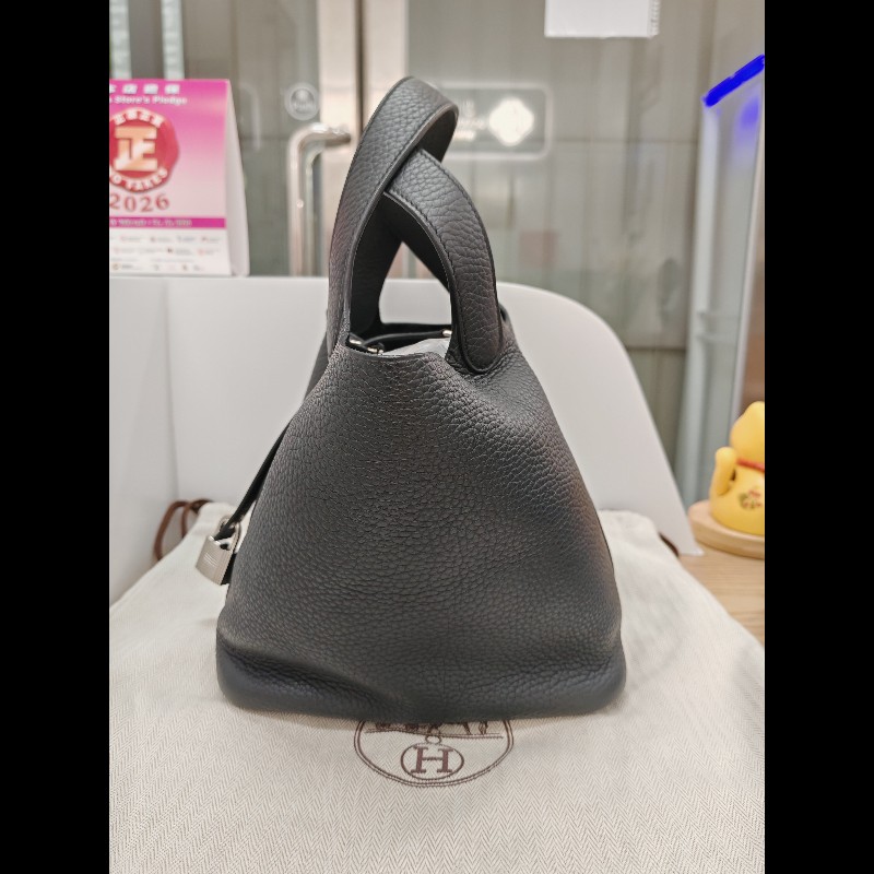 Hermes Picotin 18 黑銀 菜籃子-2