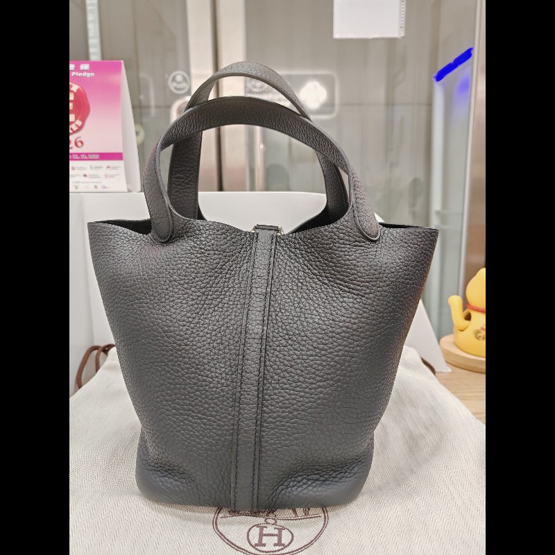 Hermes Picotin 18 黑銀 菜籃子-3