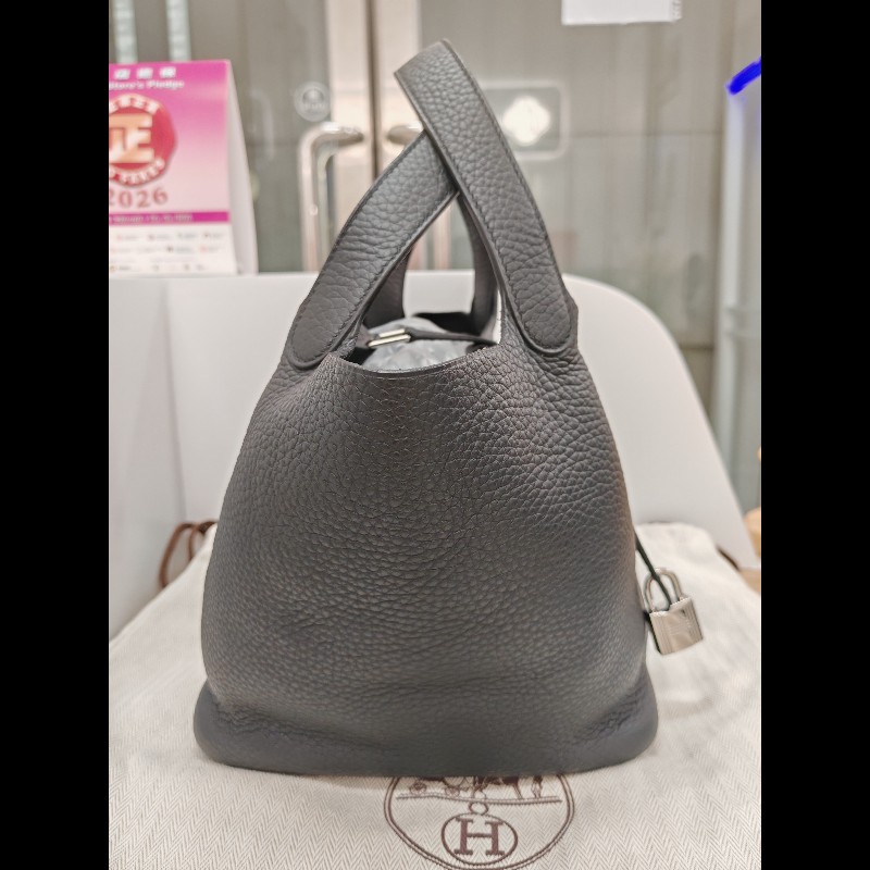 Hermes Picotin 18 黑銀 菜籃子-4