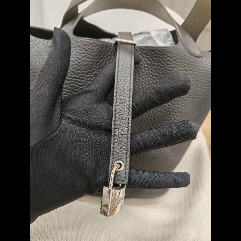 Hermes Picotin 18 黑銀 菜籃子-10