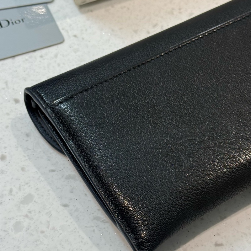 Saddle 附鏈帶長夾 黑色山羊皮 WOC-8