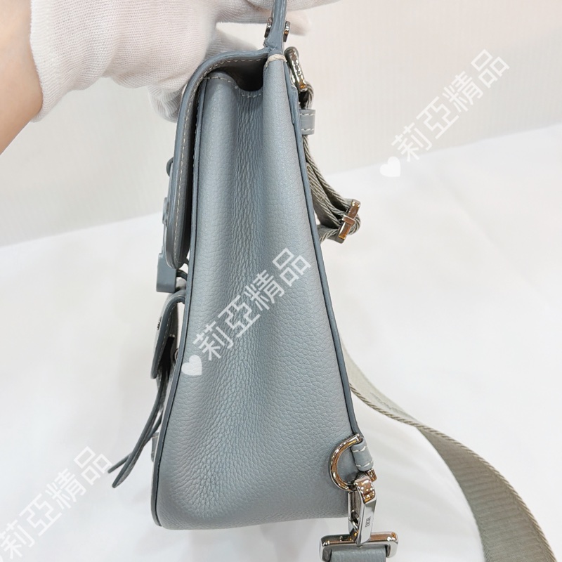 莉亞精品♡ Dior 斜背胸包 灰藍 二手美包-4