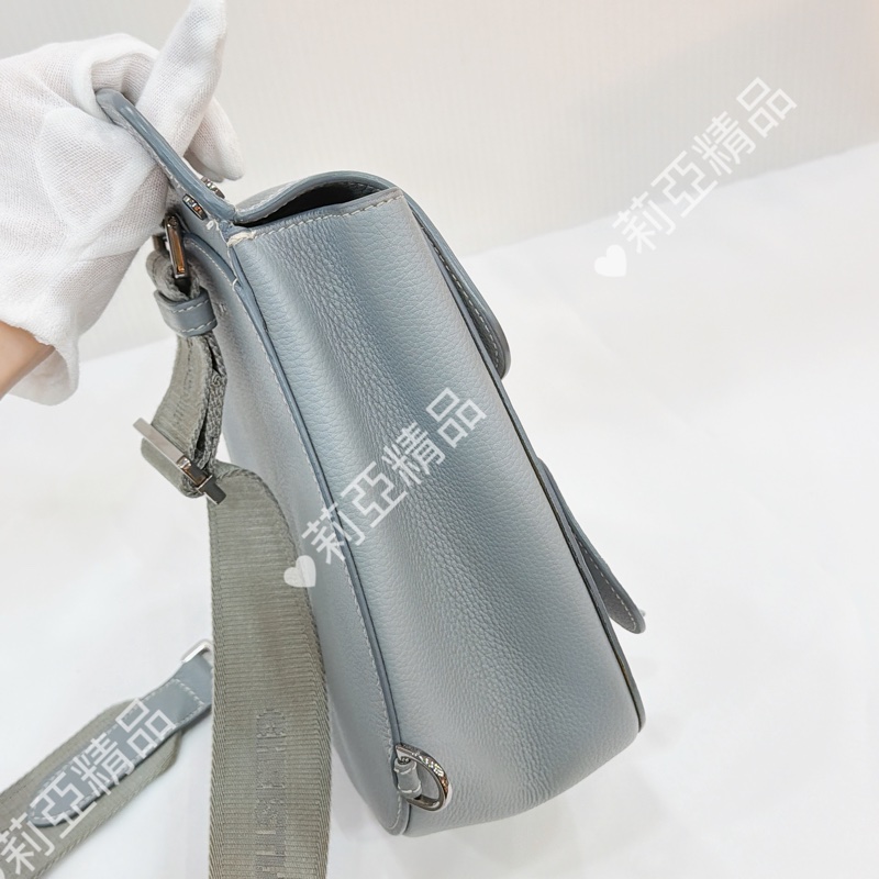 莉亞精品♡ Dior 斜背胸包 灰藍 二手美包-5