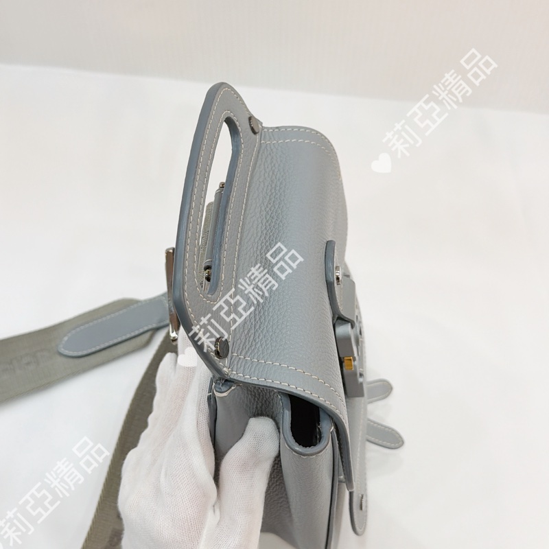 莉亞精品♡ Dior 斜背胸包 灰藍 二手美包-6