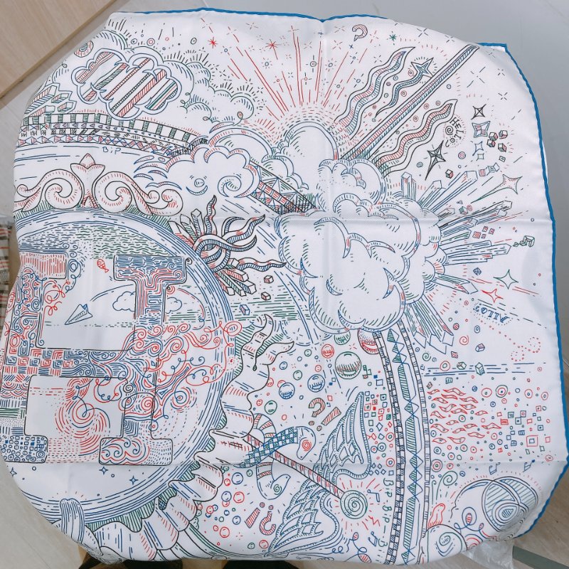 TW4746  Hermes 愛馬仕 90cm方巾 H標誌 Please Hold The Line 90x90cm Scarf Blanc/Blue-6