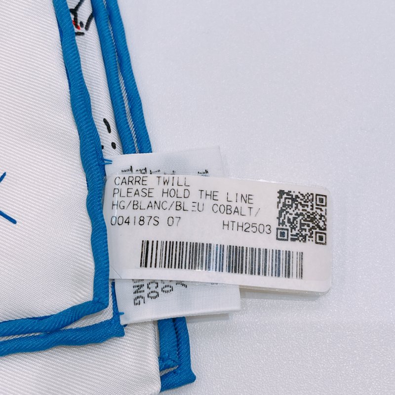 TW4746  Hermes 愛馬仕 90cm方巾 H標誌 Please Hold The Line 90x90cm Scarf Blanc/Blue-8