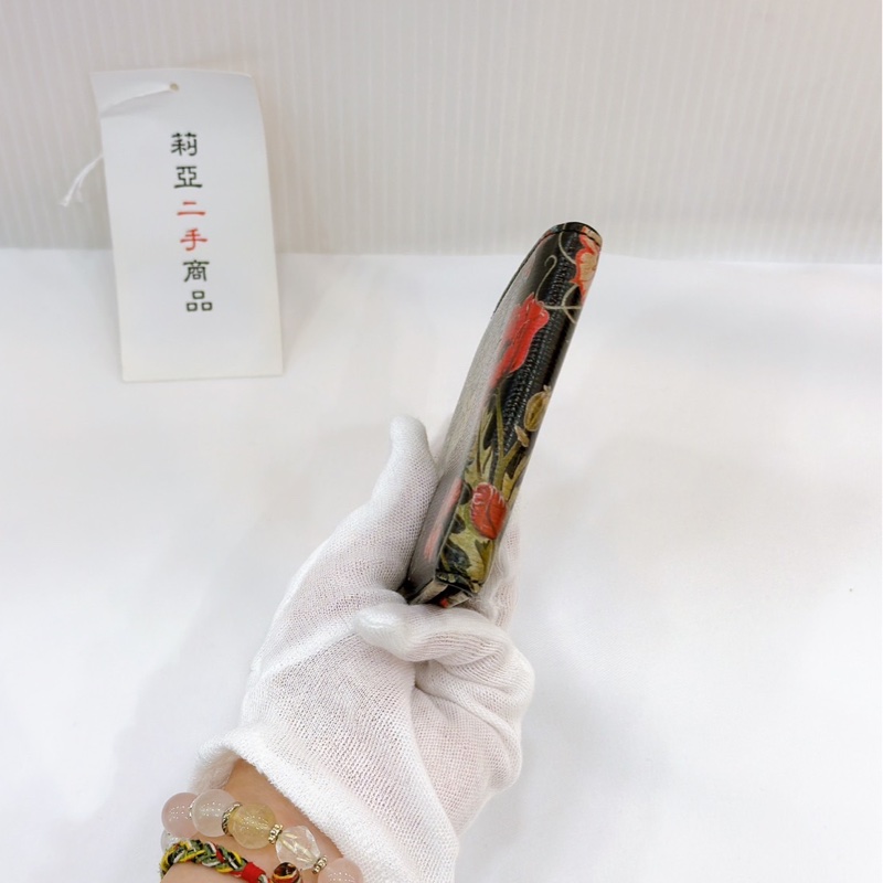 莉亞精品♡ Gucci 花卉對開短夾 黑 二手美品-4