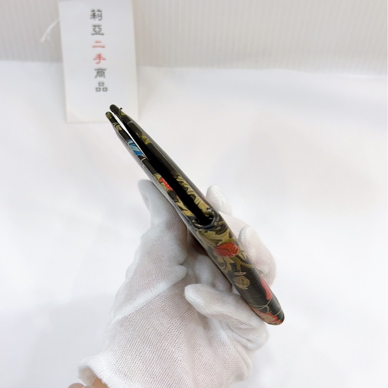 莉亞精品♡ Gucci 花卉對開短夾 黑 二手美品-5