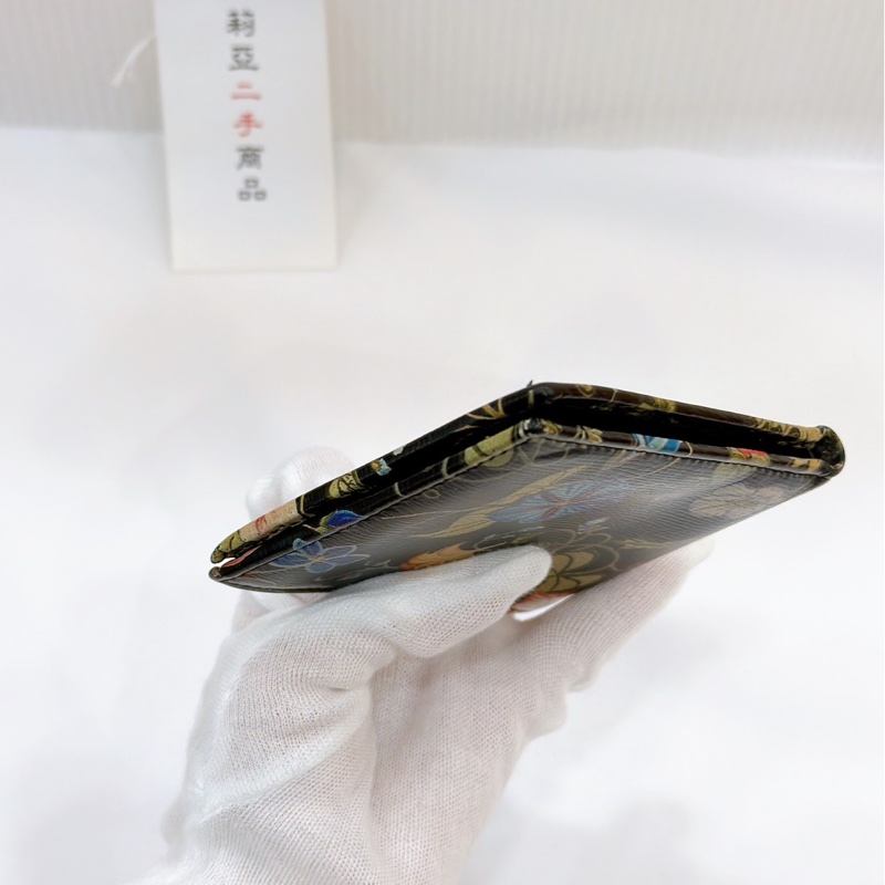 莉亞精品♡ Gucci 花卉對開短夾 黑 二手美品-6