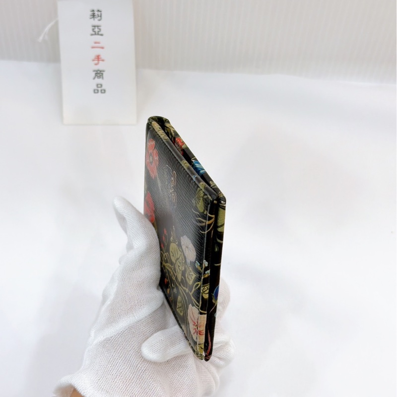 莉亞精品♡ Gucci 花卉對開短夾 黑 二手美品-10
