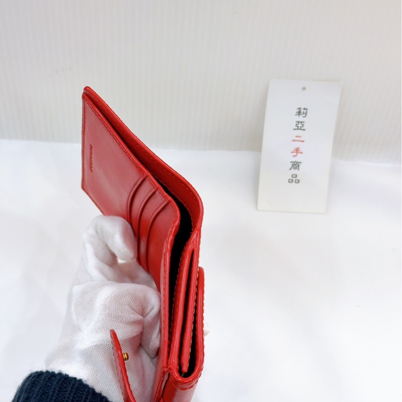 莉亞精品♡ Burberry 紅格紋 零錢袋 短夾 二手美夾-5