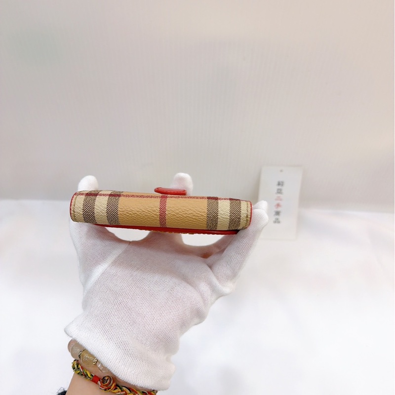 莉亞精品♡ Burberry 紅格紋 零錢袋 短夾 二手美夾-8