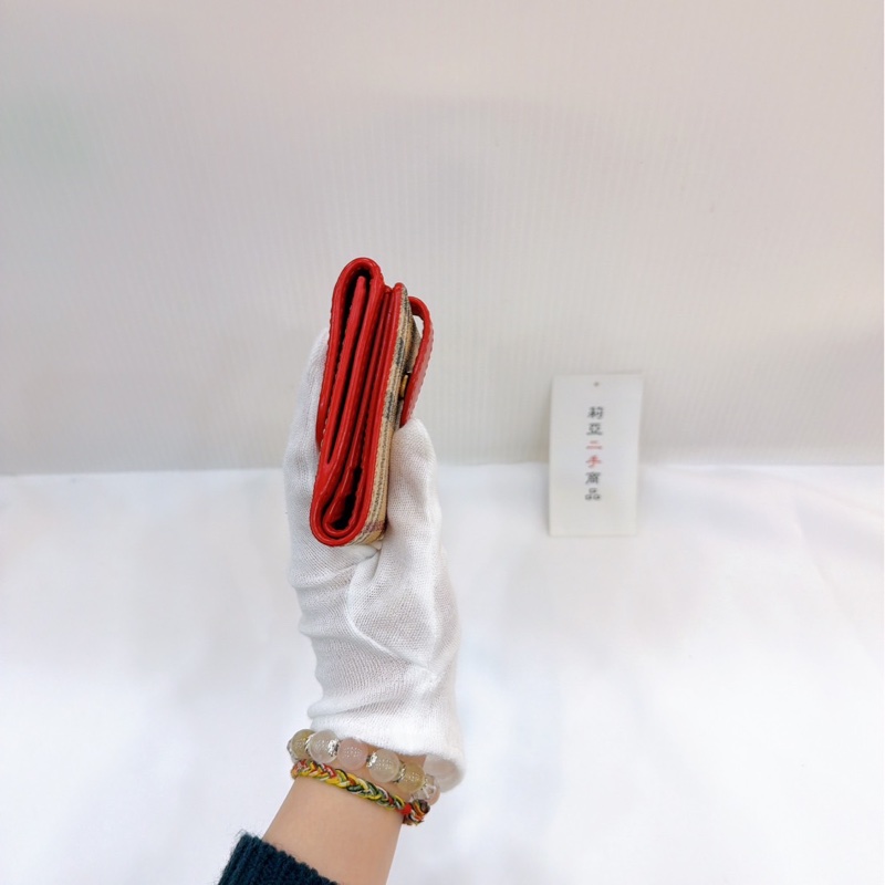 莉亞精品♡ Burberry 紅格紋 零錢袋 短夾 二手美夾-9