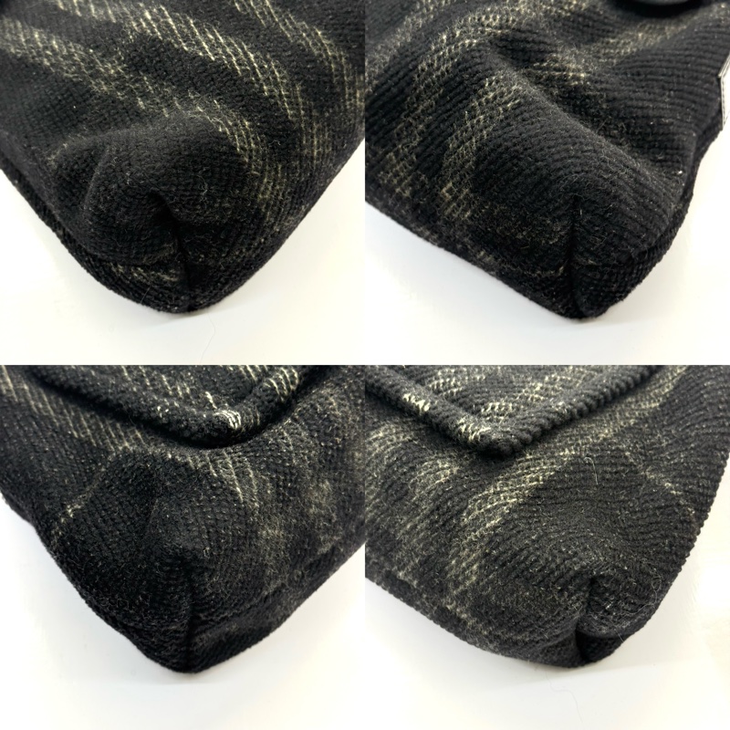 BURBERRY 巴寶莉 黑色毛呢肩背包 NOVA CHECK WOOL-4
