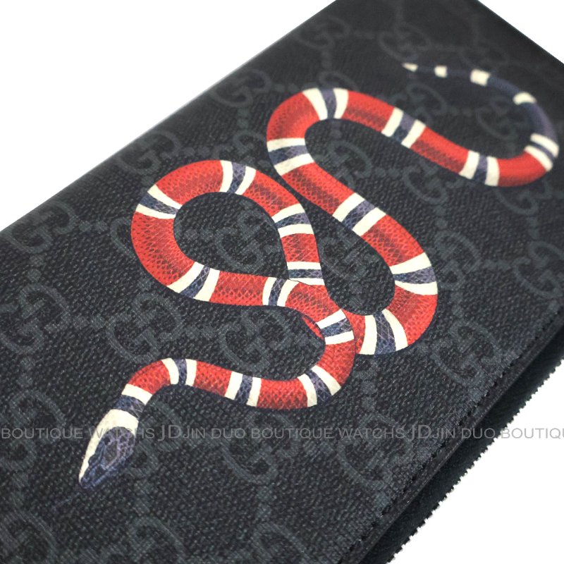 金鐸精品~C795 GUCCI古馳575364 黑灰色GG Supreme限定珊瑚蛇款L型拉鍊長夾 全新展示品-6