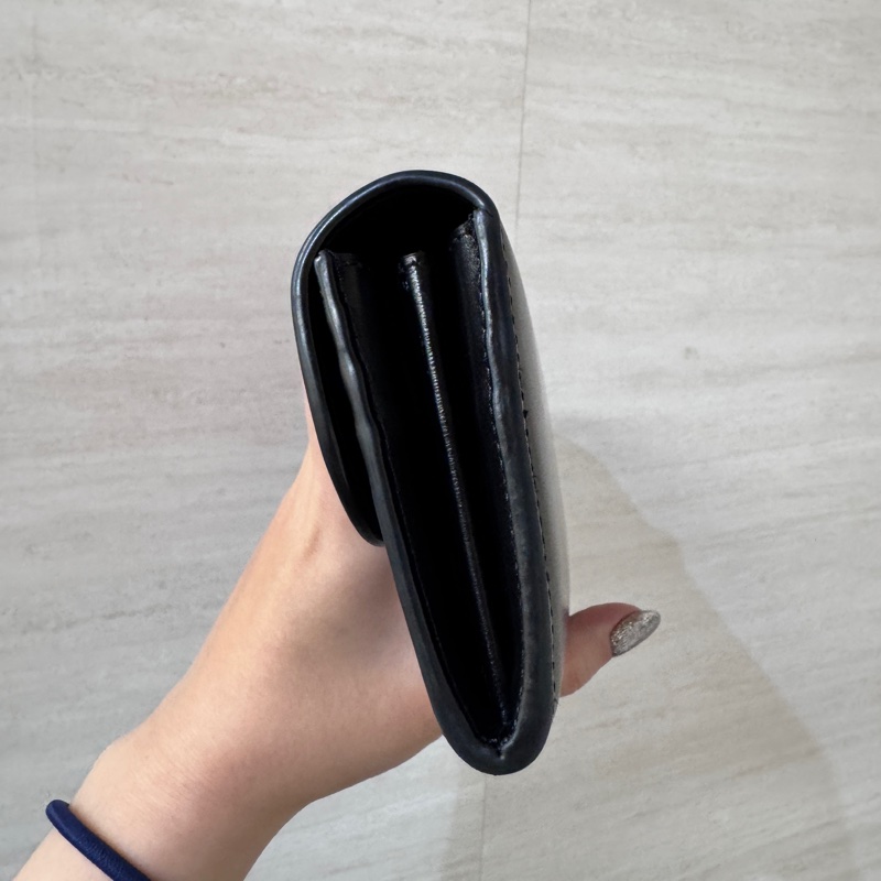 Celine Triomphe 黑色滑面牛皮凱旋門長夾-3