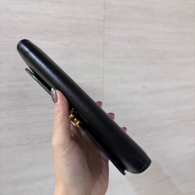 Celine Triomphe 黑色滑面牛皮凱旋門長夾-5