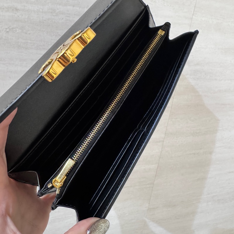 Celine Triomphe 黑色滑面牛皮凱旋門長夾-9