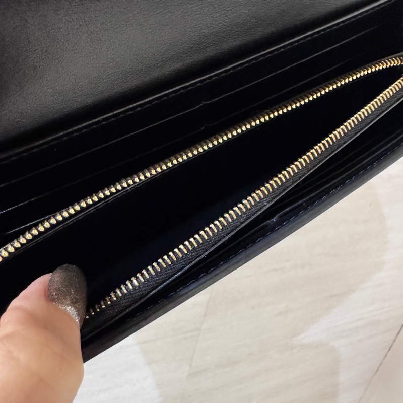 Celine Triomphe 黑色滑面牛皮凱旋門長夾-10