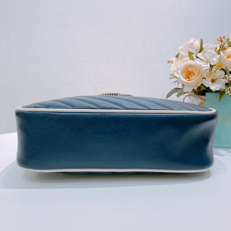TW4756 Gucci 古馳 藍色白邊 相機包 GG Marmont Small Camera Bag Blue/White x PHW-3