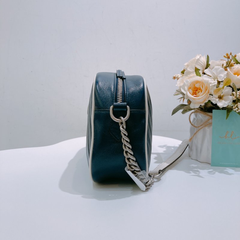 TW4756 Gucci 古馳 藍色白邊 相機包 GG Marmont Small Camera Bag Blue/White x PHW-4