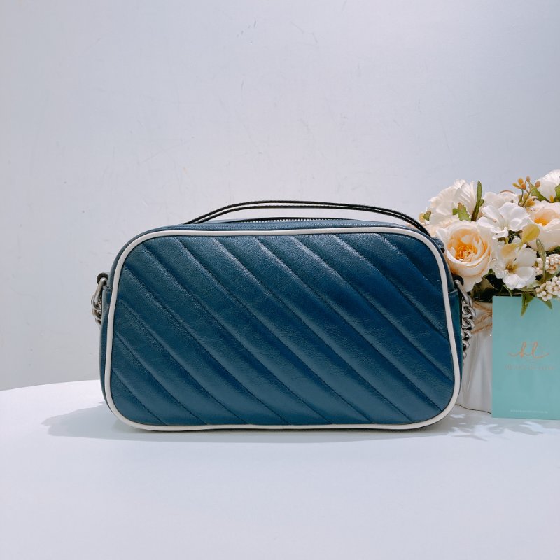TW4756 Gucci 古馳 藍色白邊 相機包 GG Marmont Small Camera Bag Blue/White x PHW-6