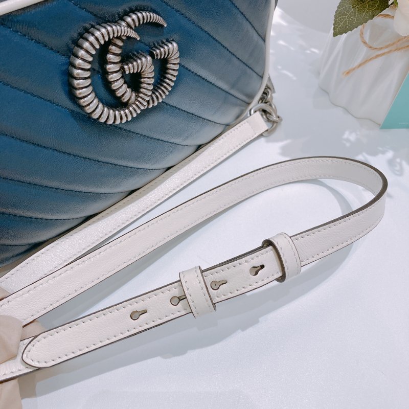 TW4756 Gucci 古馳 藍色白邊 相機包 GG Marmont Small Camera Bag Blue/White x PHW-12