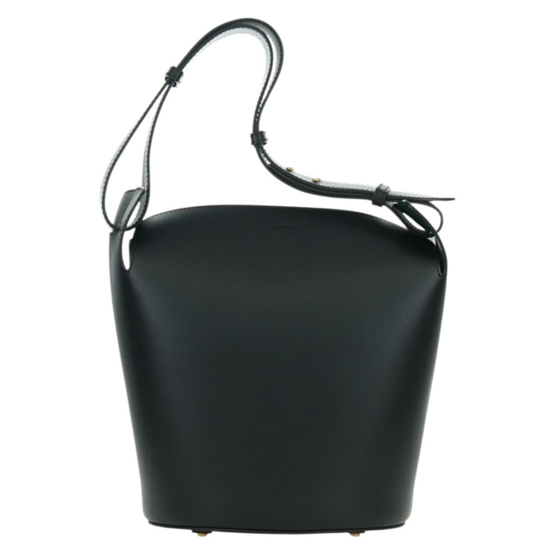 【日本直送】BURBERRY 水桶單肩包 皮革 黑色 金色 正品 am10807V-1