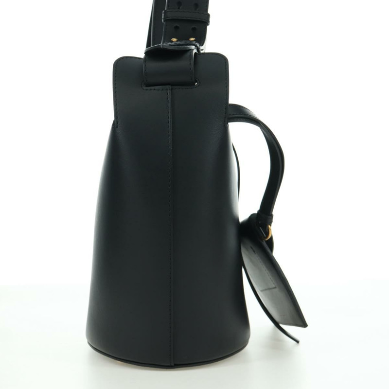 【日本直送】BURBERRY 水桶單肩包 皮革 黑色 金色 正品 am10807V-3