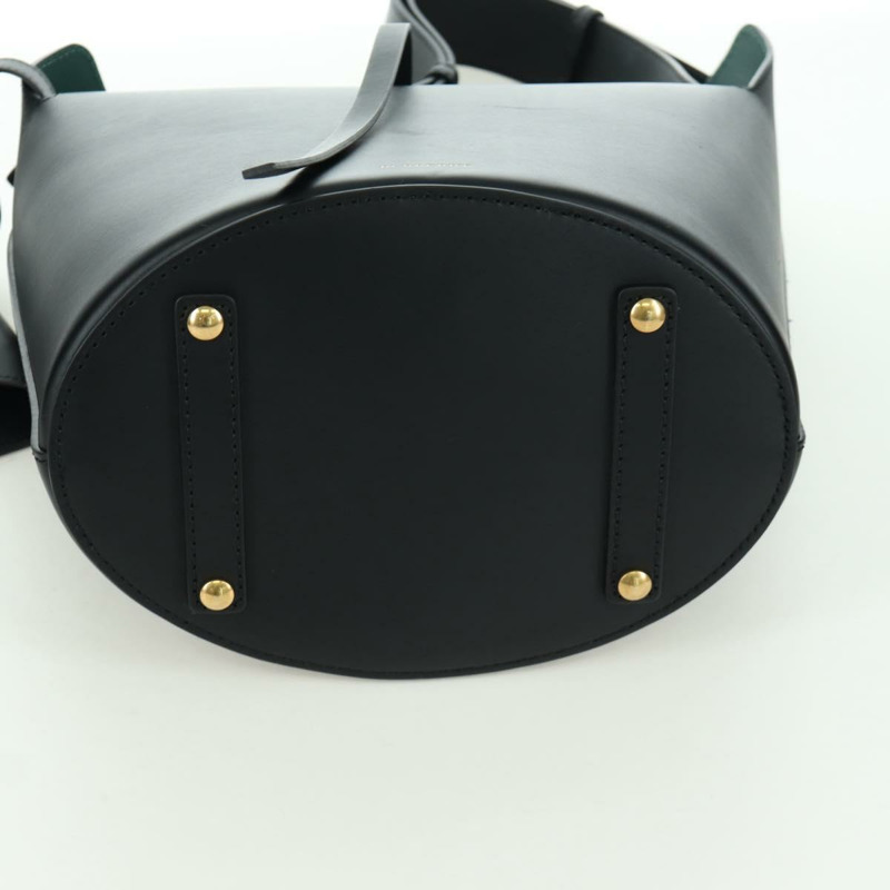 【日本直送】BURBERRY 水桶單肩包 皮革 黑色 金色 正品 am10807V-4