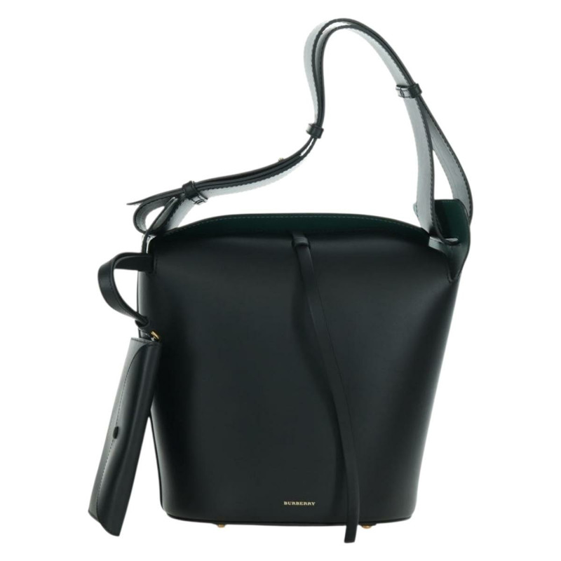 【日本直送】BURBERRY 水桶單肩包 皮革 黑色 金色 正品 am10807V-12
