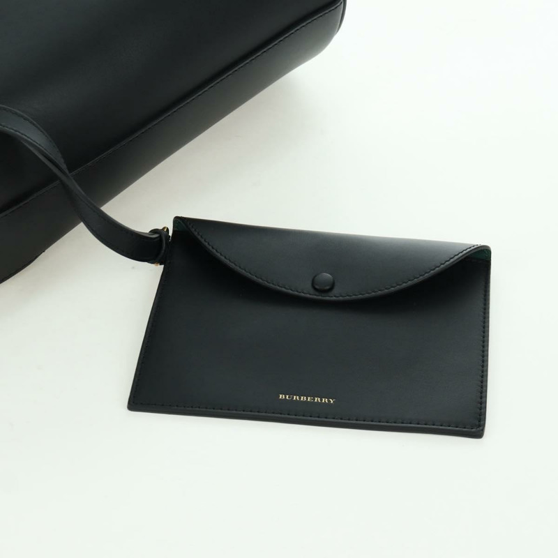 【日本直送】BURBERRY 水桶單肩包 皮革 黑色 金色 正品 am10807V-20