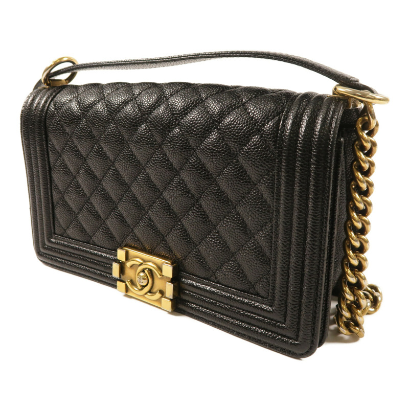 CHANEL 牛皮皮革Boy 25金扣肩背袋-2