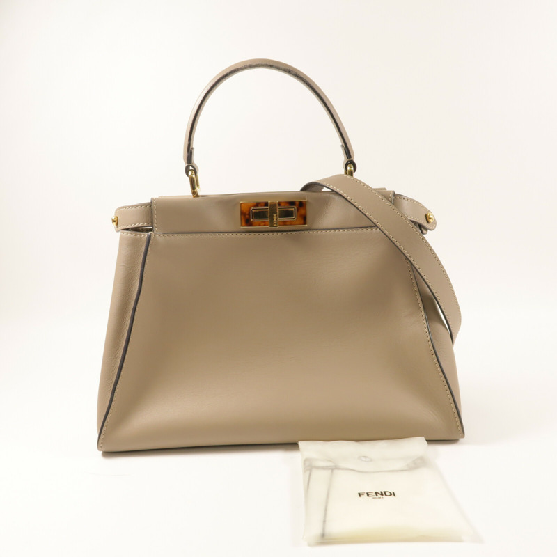 FENDI 牛皮皮革Peekaboo Medium金扣手挽肩背兩用袋-11