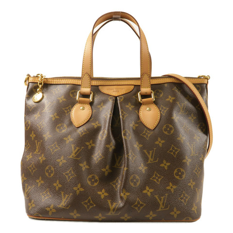 LOUIS VUITTON Monogram Palermo PM金扣手挽肩背兩用袋棕色