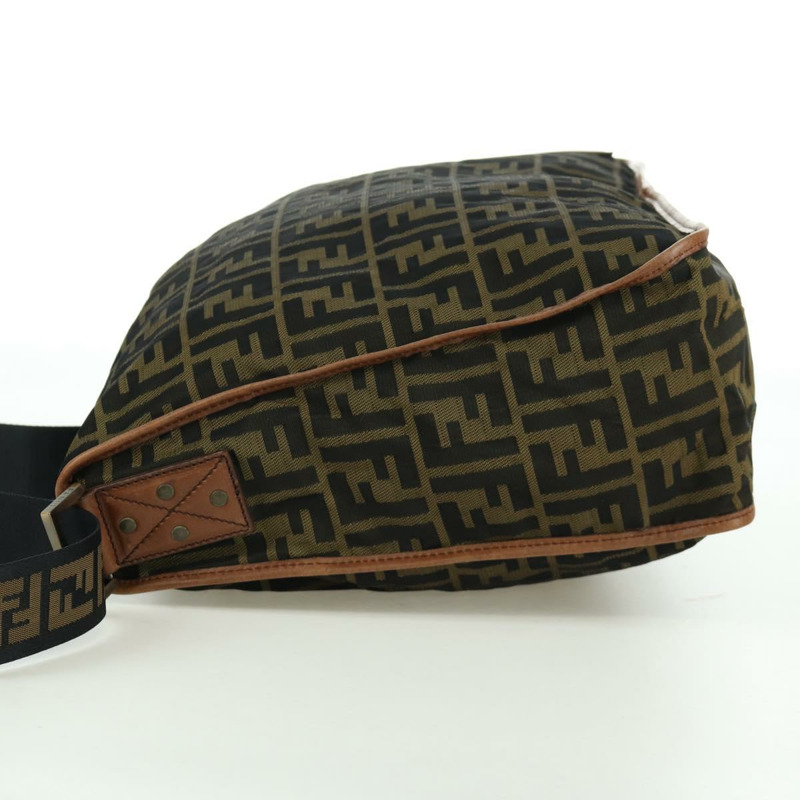 【日本直送】FENDI Zucca帆布單肩包 黑色棕色 正品 173487V-2
