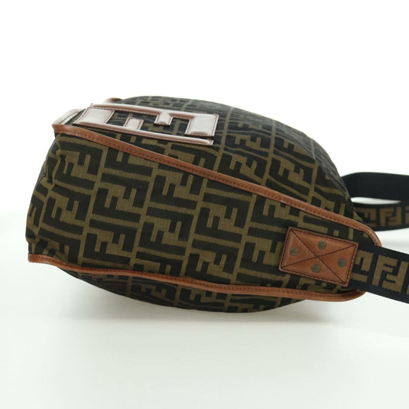 【日本直送】FENDI Zucca帆布單肩包 黑色棕色 正品 173487V-3
