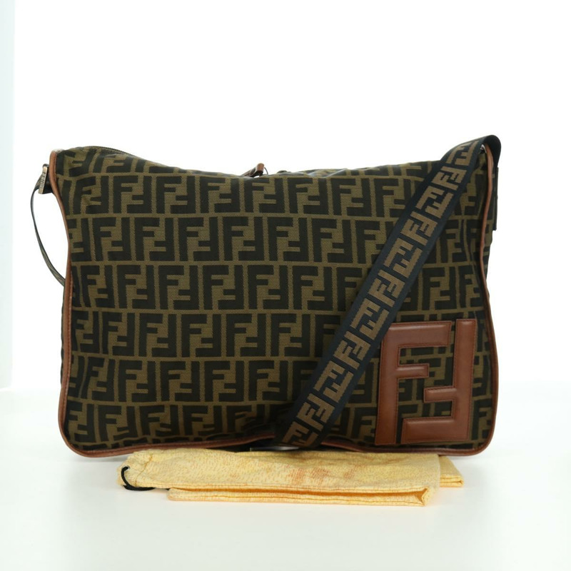 【日本直送】FENDI Zucca帆布單肩包 黑色棕色 正品 173487V-11